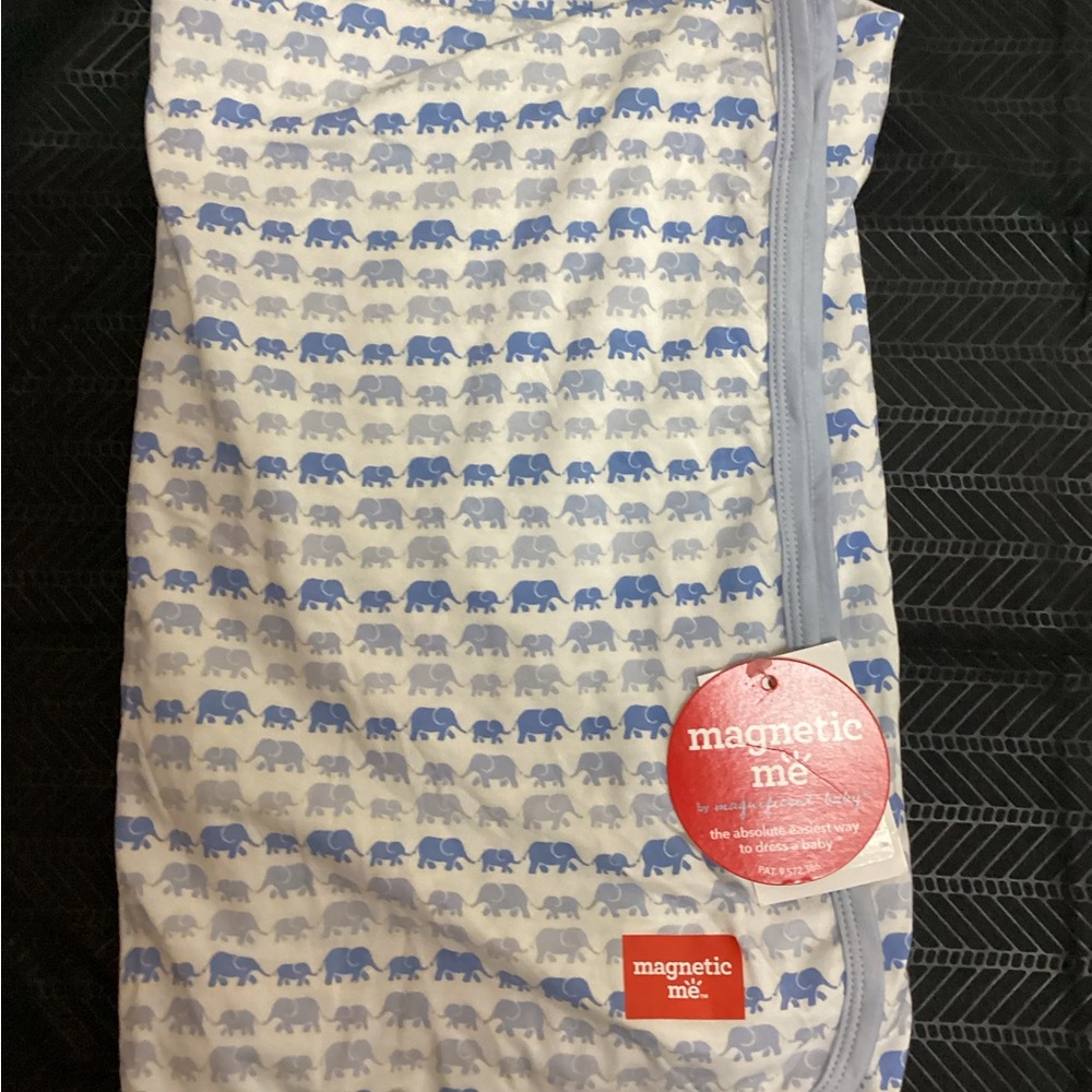 Magnetic Me Blue and White Elephant Baby Blanket